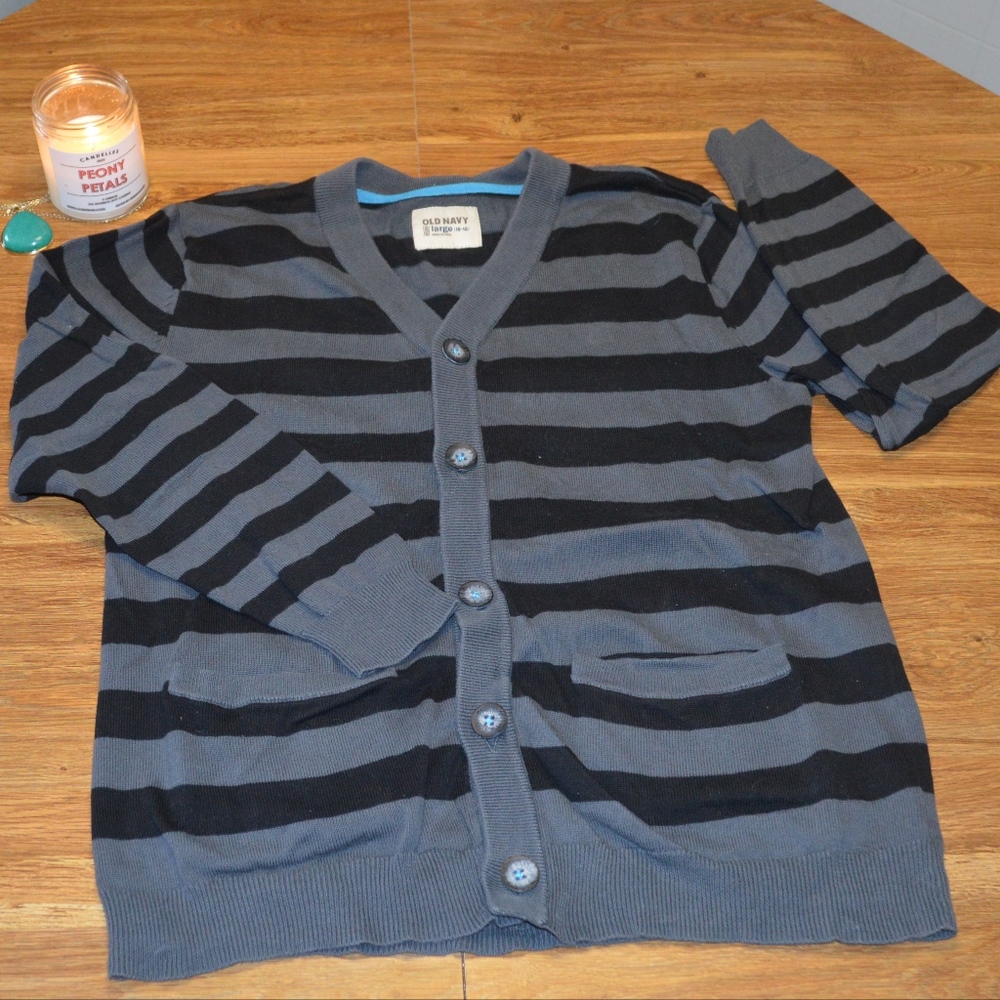 Old Navy striped cardigan with front pockets